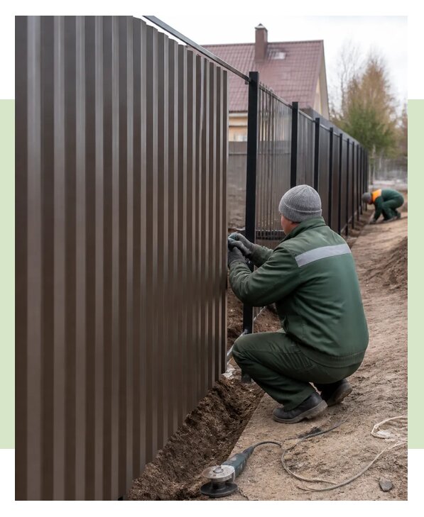Забор из профнастила 1,8 метра с установкой под ключ в Чусовой