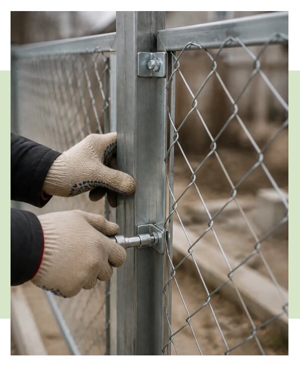Монтаж секционного забора из рабицы под ключ в Чусовой