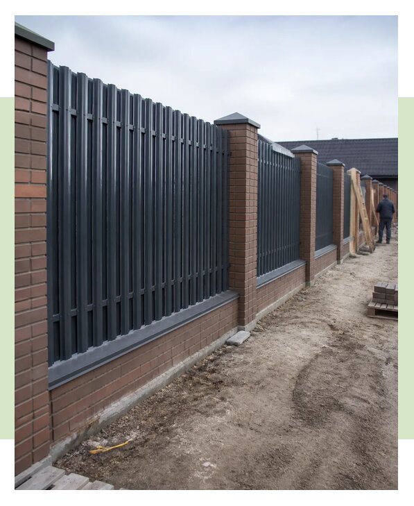 Комбинированный забор с кирпичом под ключ в Чусовой